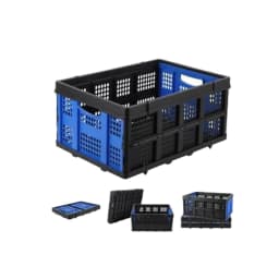 55L Collapsible Storage Crate-Foldable Milk Crate with Handles, Stackable Plastic Containers for Groceries, Camping & Car Storag