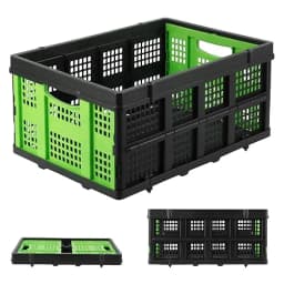55L Collapsible Storage Crate-Foldable Milk Crate with Handles, Stackable Plastic Containers for Groceries, Camping & Car Storag