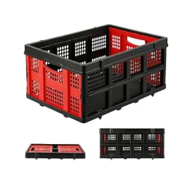 55L Collapsible Storage Crate-Foldable Milk Crate with Handles, Stackable Plastic Containers for Groceries, Camping & Car Storag