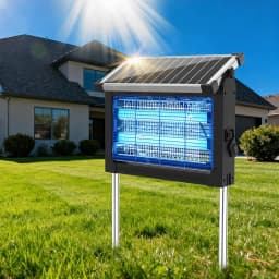 Solar Bug Zapper Outdoor, Cordless Rechargeable Mosquito Killer | IP66 Waterproof Fly Zapper, 4500V Grid, Auto/Manual Mode, Cordless with Projection Light, Cord & Chain for Patio Camping RV