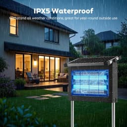 Solar Bug Zapper Outdoor, Cordless Rechargeable Mosquito Killer | IP66 Waterproof Fly Zapper, 4500V Grid, Auto/Manual Mode, Cordless with Projection Light, Cord & Chain for Patio Camping RV