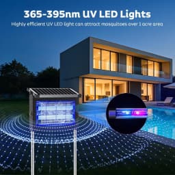 Solar Bug Zapper Outdoor, Cordless Rechargeable Mosquito Killer | IP66 Waterproof Fly Zapper, 4500V Grid, Auto/Manual Mode, Cordless with Projection Light, Cord & Chain for Patio Camping RV