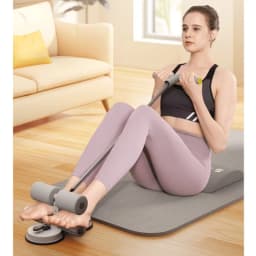 Multifunctional Home Sit-Up Trainer, Ab Roller with 2 Resistance Bands & 2 Suction Cups, Indoor Fitness Equipment