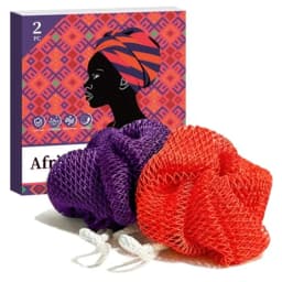 African Net Sponge Authentic 2 Pack, Exfoliating Body Scrubber for Daily Use, Back Scrubber Bath Sponges for Women Men, Travel