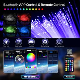 VASTFIRE Split RGBW 5W Sound Mode Light Source Starlight Headliner Kit - 300-1200pcs 0.02in 4.6ft/6.9ft, Remote/APP Control, Easy to Hide, Flexible Wiring, APP/Remote Control for Car Roof Ceiling