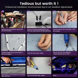 VASTFIRE Split RGBW 5W Sound Mode Light Source Starlight Headliner Kit - 300-1200pcs 0.02in 4.6ft/6.9ft, Remote/APP Control, Easy to Hide, Flexible Wiring, APP/Remote Control for Car Roof Ceiling