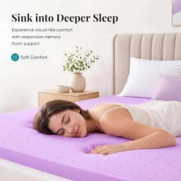 JHK 1.5 Inch Cooling Memory Foam Mattress Topper CertiPUR-US Certified Purple Gel Ventilated Soft Pressure Relief Mattress Pad Breathable Bed Topper for Bedroom and Sleeper Sofa
