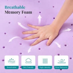 JHK 1.5 Inch Cooling Memory Foam Mattress Topper CertiPUR-US Certified Purple Gel Ventilated Soft Pressure Relief Mattress Pad Breathable Bed Topper for Bedroom and Sleeper Sofa