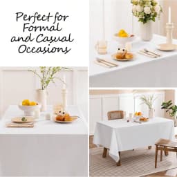 6-Piece Set -60 X 102 Inches White Tablecloth Suitable for Rectangular Tables, Reusable and Washable, Suitable for Tables 6-8 Feet Tall, Polyester Tablecloth, Suitable for Weddings, Parties, Banquets, Festivals, Halloween, Christmas and Other Occasions.