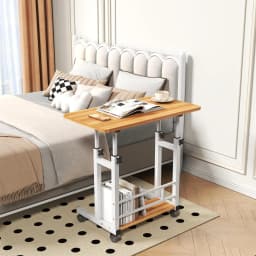 Adjustable Height Standing Desk Portable Rolling Laptop Table with Wheels Height 27.16"-35.43inch Mobile Computer Desk for Home Office Workstation Ergonomic Work Table