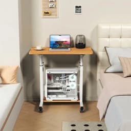 Adjustable Height Standing Desk Portable Rolling Laptop Table with Wheels Height 27.16"-35.43inch Mobile Computer Desk for Home Office Workstation Ergonomic Work Table