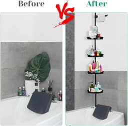 4 Tier Corner Shower Caddy Tension Pole Rust Proof Telescopic Rod Rustproof Standing Storage Rack Shower Organizer Stainless Steel Decor Shelf for Bathtub Shampoo Accessories