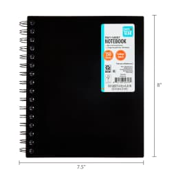 NEW STOCK ARRIVALS College Ruled 5-Subject Poly Notebook, 6" x 8.26", Black, 150 Sheets