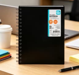 NEW STOCK ARRIVALS College Ruled 5-Subject Poly Notebook, 6" x 8.26", Black, 150 Sheets