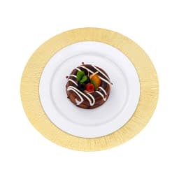 Gold Decorative Under Dinner Plate PP Sprayed Surface Impact Resistant Lightweight Stackable Design Hand Wipe Only Birthday Baby Shower Camping Picnic Catering Table Setting Charger Dish