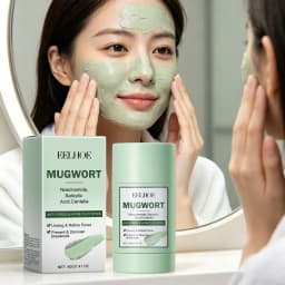 40g Mugwort Face Clay Mask Deep Moisturizing Cleaning Pores Remove Blackhead Smoothing Skin Soothing Discomfort Glowing Facial Mud Mask Stick
