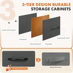5 Drawer Dresser with Wood Top & Steel Frame, Fabric Storage Bin Chest, Sturdy Organizer for Bedroom Closet Hallway,
