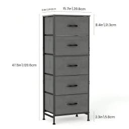 5 Drawer Dresser with Wood Top & Steel Frame, Fabric Storage Bin Chest, Sturdy Organizer for Bedroom Closet Hallway,
