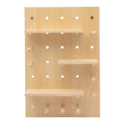 Wooden Pegboard Combination Wall Organizer Kit, Modular Display Pegboard with Shelves & Hooks, DIY Hanging Peg Board
