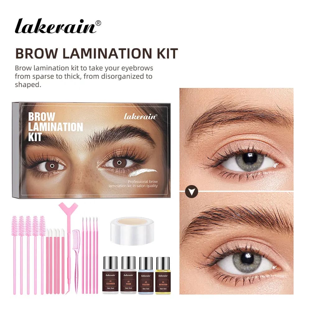 Brow Lamination Kit Semi-Permanent Brow Lift Eyebrow Perm Set Professional With Cling Film Keratin Nutrition Perming Lotion DIY Eyebrow Styling For Home Salon Use