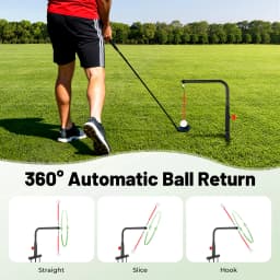 Golf Swing Trainer, Golf Practice Swing Aid, Golf Training Equipment, Durable Iron Construction, 360° Automatic Ball Return, Adjustable Height, Indoor Outdoor Use, Compact Portable Design, Chipping, Straight, Hook Swing Trainer for Beginners and Pros