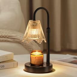 Adjustable Candle Warmer Lamp with Clear Glass Shade, Dimmable Electric Wax Melter Lamp, Curved Metal Frame Scented Candle Melting Lamp for Home Bedroom Decor, Gift for Candle Lovers