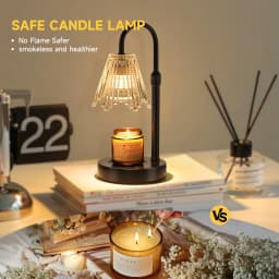 Adjustable Candle Warmer Lamp with Clear Glass Shade, Dimmable Electric Wax Melter Lamp, Curved Metal Frame Scented Candle Melting Lamp for Home Bedroom Decor, Gift for Candle Lovers
