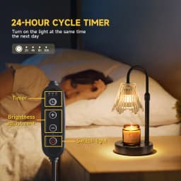Adjustable Candle Warmer Lamp with Clear Glass Shade, Dimmable Electric Wax Melter Lamp, Curved Metal Frame Scented Candle Melting Lamp for Home Bedroom Decor, Gift for Candle Lovers