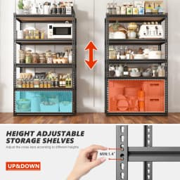 Heavy Duty 5 Tier Metal Storage Shelves Adjustable Garage Shelving Unit Freestanding Utility Organizer Racks Home Furniture for Kitchen Cabinet Pantry Basement Warehouse Craft Room