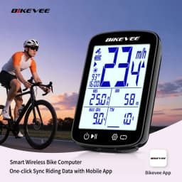 Bikevee 2.4-inch Professional Wireless Bluetooth Bicycle Computer MPH KM/H USB Rechargeable Multifunctional GPS Bike Speedometer Odometer with Auto Start/Stop Backlight Outdoor Riding Accessories Connect BIKEVEE APP
