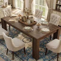 71" Long Dining Table for 6-8, Rectangular Farmhouse Kitchen Dining Room Table w/Wider H Legs & Large Wooden Tabletop, Sturdy Frame, Wood Strip Base, for Apartment, Kitchen, Dining
