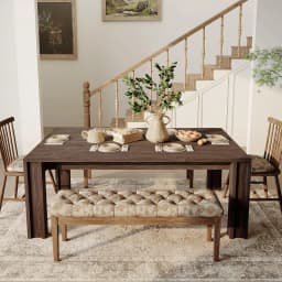 71" Long Dining Table for 6-8, Rectangular Farmhouse Kitchen Dining Room Table w/Wider H Legs & Large Wooden Tabletop, Sturdy Frame, Wood Strip Base, for Apartment, Kitchen, Dining