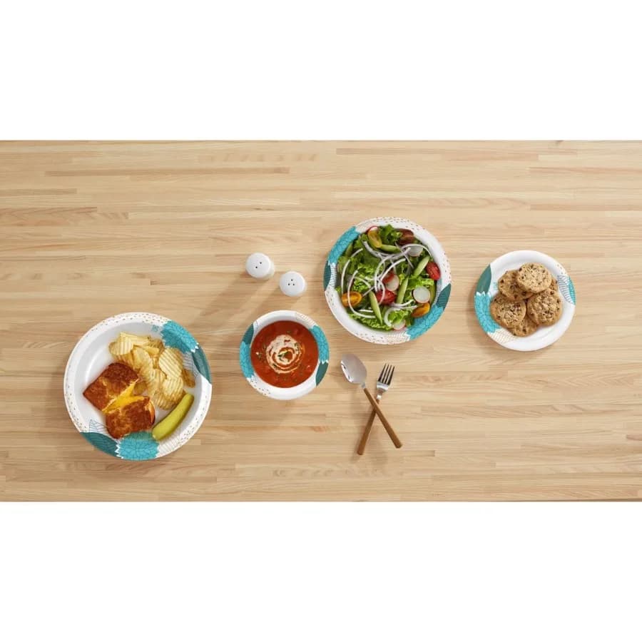 48ct Everyday 8.5in Floral Print Microwave Safe Round Paper Plates