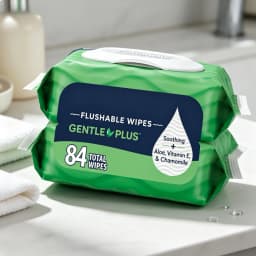 2pk GentlePlus Flushable Wipes, 42ct Total
