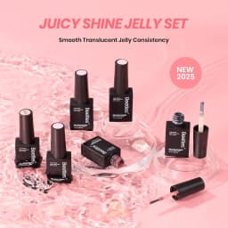 Beetles Jelly Gel Nail Polish Set Peach Color Sheer Gel 28 Days Long Lasting 6 Colors Nude Pink Gel Polish Kit 7.5ml Beginner Suitable for All Se DIY
