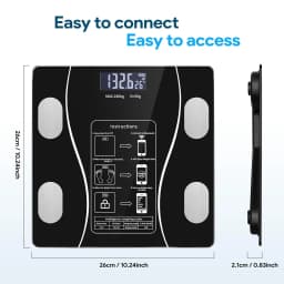 Ultra Thin Intelligent Digital Body Fat Scale High Precision Bathroom Weight Scale LCD Backlit Display Space Saving Stable Durable Easy Clean High Strength Smooth Panel Step On Auto Start Max 396lbs Modern For Bedroom Bathroom Apartment Home