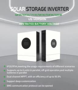 Split Phase 12KW Hybrid Solar Inverter 48V 110V 240V Split Phase Inverter With MPPT 200A Solar Charger Max PV 500VDC