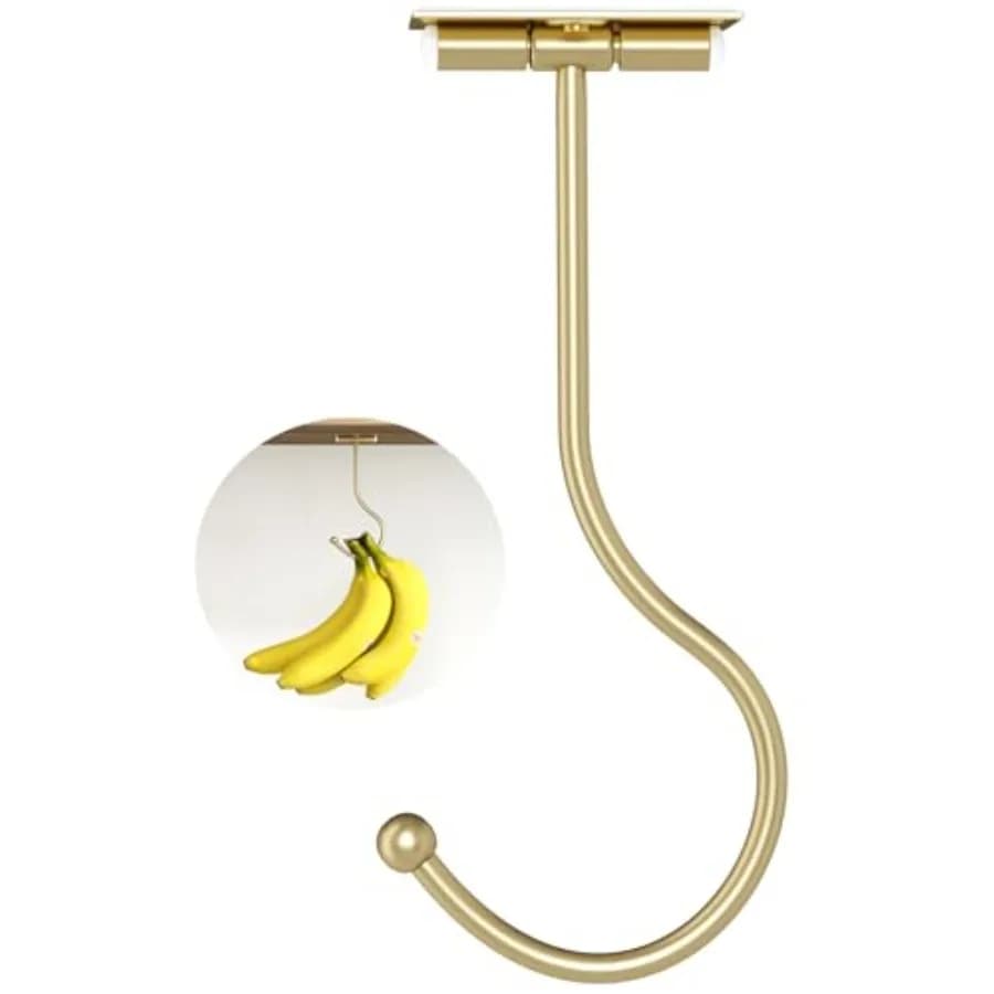 Banana Hanger Hook Under Cabinet: Adhesive Banana Holder, Foldable with Magnets When Not in Use, Under Counter Banana Hook, Sta