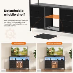 MCQ Fabric 4 Drawers Cabinet with LED Lights For Living Room Open Shelf Adjustable Feet and Media Console for 43 50 Inch TV Dresser Tables Storage Closet Chest Living Room Furniture