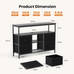 MCQ Fabric 4 Drawers Cabinet with LED Lights For Living Room Open Shelf Adjustable Feet and Media Console for 43 50 Inch TV Dresser Tables Storage Closet Chest Living Room Furniture
