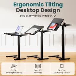 MCQ Standing Office Flip C-shaped Table Portable Ergonomic Storage Shelf Height Adjustable Gaming Table for Home Office Use Workstation