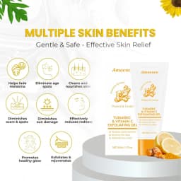 Amococo 2/4pcs Turmeric Vitamin C Exfoliating Gel 60ml Facial Peeling Gel Face Scrub Gentle Skin Care Set for Smooth Radiant Looking Skin