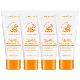 Amococo 2/4pcs Turmeric Vitamin C Exfoliating Gel 60ml Facial Peeling Gel Face Scrub Gentle Skin Care Set for Smooth Radiant Looking Skin