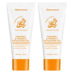 Amococo 2/4pcs Turmeric Vitamin C Exfoliating Gel 60ml Facial Peeling Gel Face Scrub Gentle Skin Care Set for Smooth Radiant Looking Skin