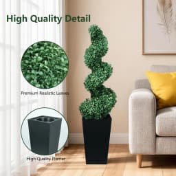2.6/4.1/5.2ft Fake Plants 2 Pieces Artificial Boxwood Spiral Topiary Trees with Large Planter Spiral Faux Topiary Trees for Indoor Outdoor All-Year Green Fake Plants Highly Simulated for Home Christmas Decorative/Indoor/Front Porch/Garden