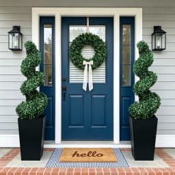 2.6/4.1/5.2ft Fake Plants 2 Pieces Artificial Boxwood Spiral Topiary Trees with Large Planter Spiral Faux Topiary Trees for Indoor Outdoor All-Year Green Fake Plants Highly Simulated for Home Christmas Decorative/Indoor/Front Porch/Garden