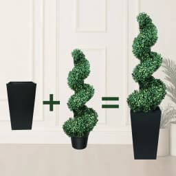 2.6/4.1/5.2ft Fake Plants 2 Pieces Artificial Boxwood Spiral Topiary Trees with Large Planter Spiral Faux Topiary Trees for Indoor Outdoor All-Year Green Fake Plants Highly Simulated for Home Christmas Decorative/Indoor/Front Porch/Garden