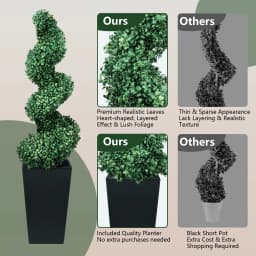 2.6/4.1/5.2ft Fake Plants 2 Pieces Artificial Boxwood Spiral Topiary Trees with Large Planter Spiral Faux Topiary Trees for Indoor Outdoor All-Year Green Fake Plants Highly Simulated for Home Christmas Decorative/Indoor/Front Porch/Garden
