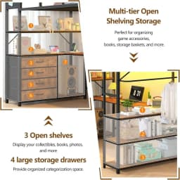 Lot Bed Twin Size with Storage Upholstered board, Metal Twin Lot Bed e with U-Shaped Desk & LED Lights, Bunk Lot Beds with Power