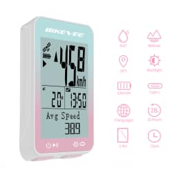 Bikevee Sports Fitness Wireless Bike Speedometer GPS Bicycle Computer 8 Languages IPX7 Waterproof 2.4" LCD Display MPH KM/H with Auto Start/Stop/Backlight Cycling Computer Stopwatch Tracking